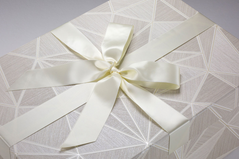 Das Design der Brautkleidbox Ivory Laser ist sehr elegant.